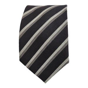 DOPPELGÄNGER Gray Striped Bamboo Blend Tie 60"/ 3.2" EC